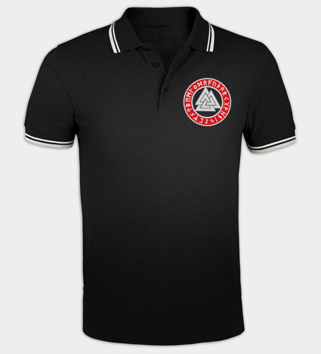 Valknut brodert piqué-skjorte