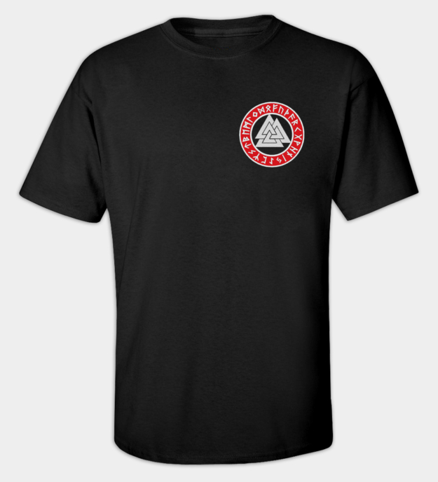 Valknut runesirkel brodert t-skjorte