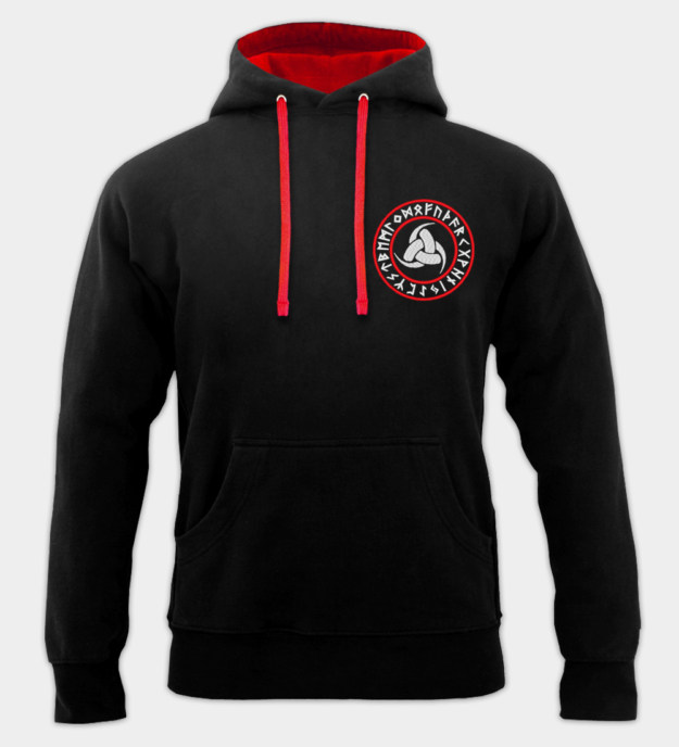 Odins tre horn brodert hoodie