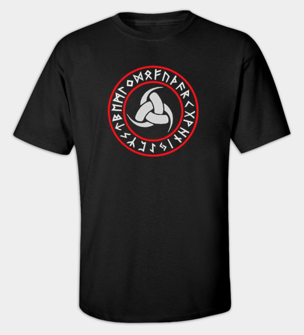 Odins tre horn brodert T-skjorte