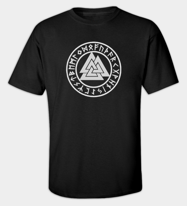Valknut brodert T-skjorte