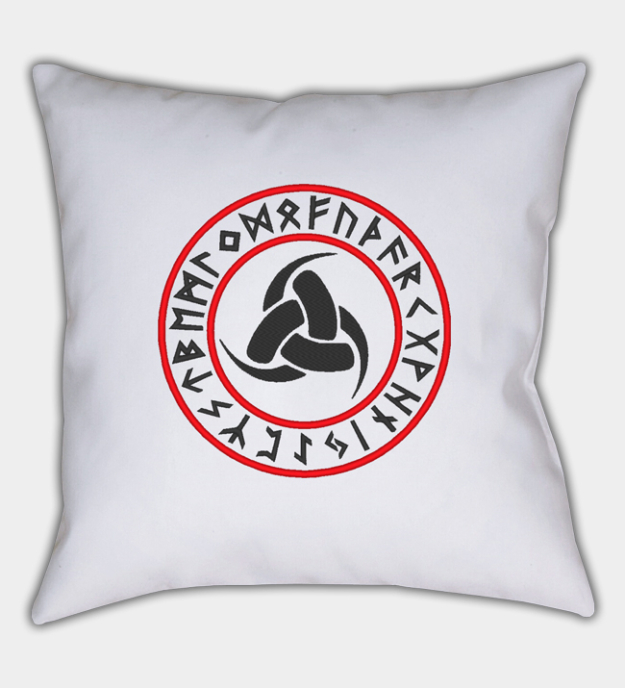 Odins tre horn brodert putetrekk