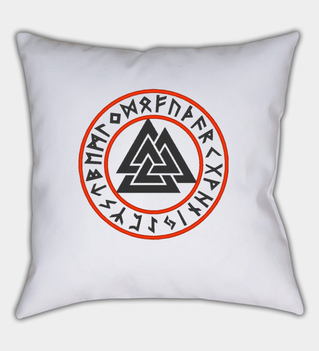 Valknut-rune brodert putetrekk