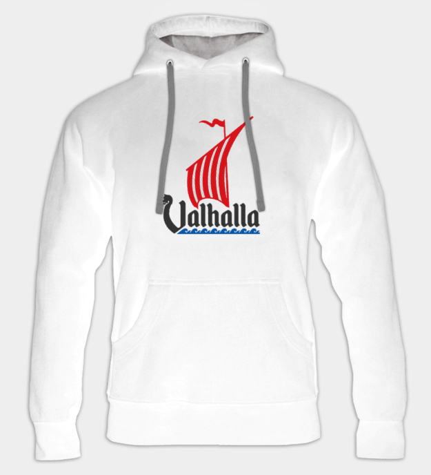 Vikingskip brodert hettegenser